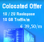 Colocated Offer -- 1U / 2U Rackspace -- 10 GB Traffic/m -- EUR 39,50 per month